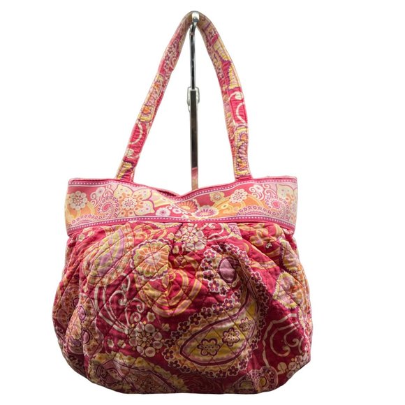 Vera Bradley Raspberry Fizz Paisley Betsy Tote Shoulder Bag Purse Pink Zip Close - Picture 5 of 15